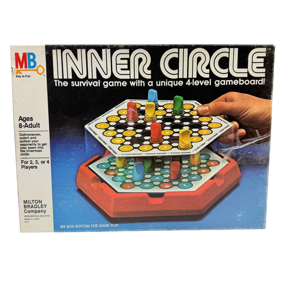 Milton Bradley Inner Circle Game, 1981 Vintage Strategy 4-Level Board Game Retro